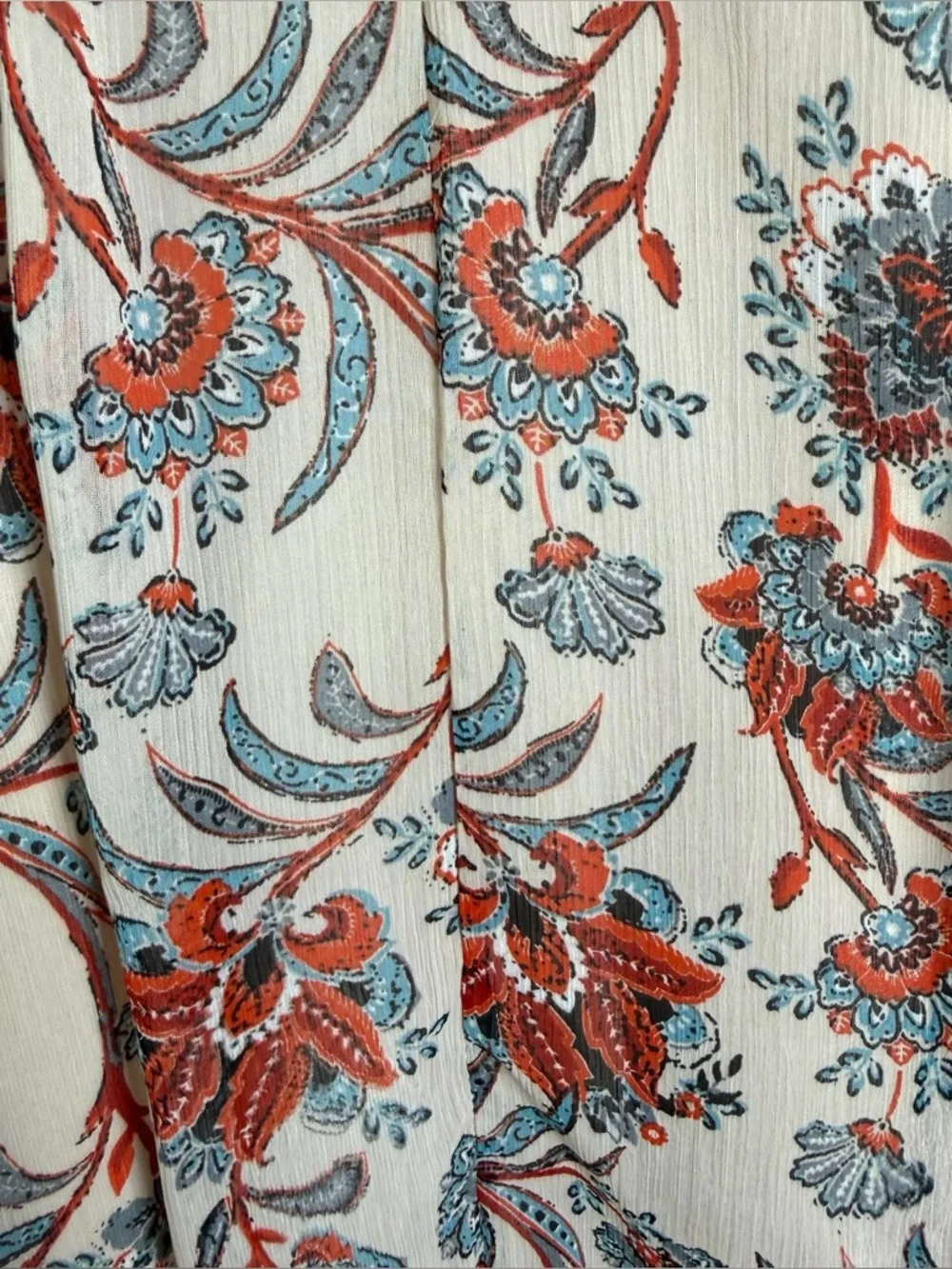 BB Dakota Floral Boho Midi Dress Women’s Sz 2 Cream Red Blue Sleeveless Coastal - Picture 9 of 9